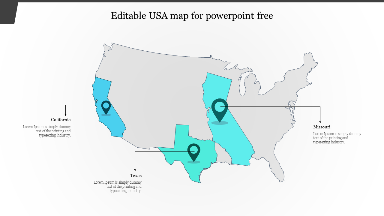 Editable USA map for PowerPoint free template